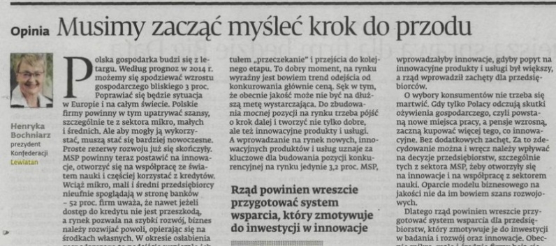 Dziennik Gazeta Prawna, felieton Henryki Bochniarz