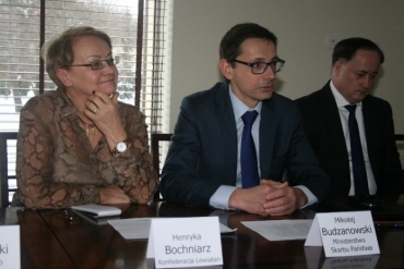 Spotkanie z ministrem Mikołajem Budzanowskim z udziałem dr Henryki Bochniarz, 13 lutego 2013 r., PKPP Lewiatan