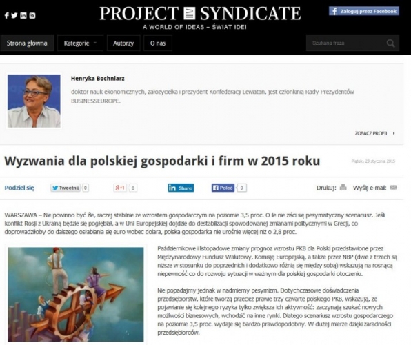 Henryka Bochniarz na Project Syndicate
