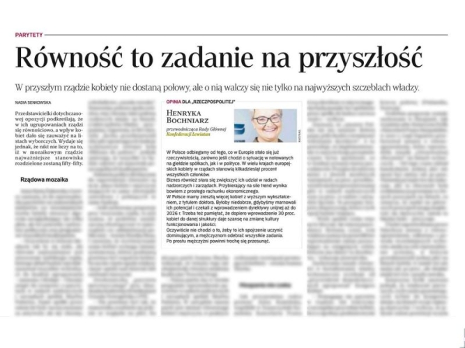 Równość to zadanie NA TERAZ - Opinia dla Rzeczpospolitej